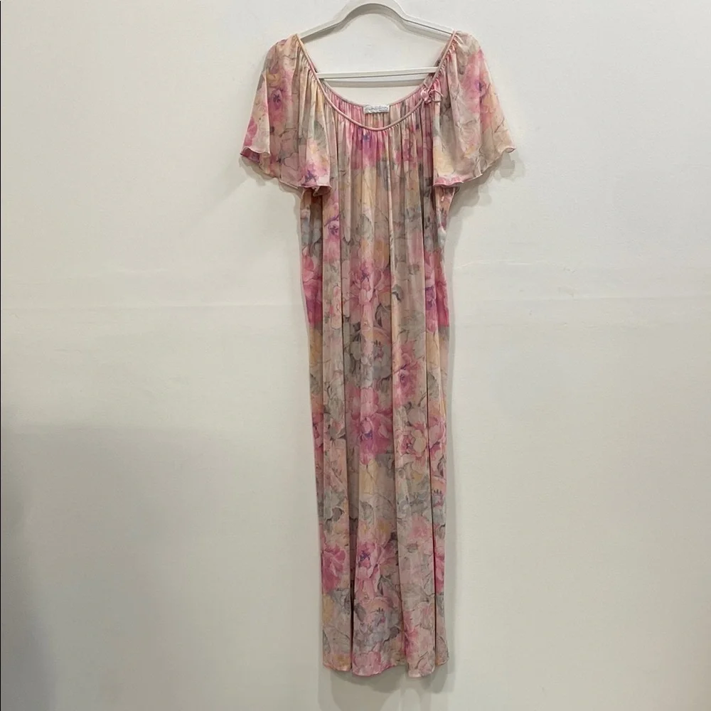 Miss Elaine Pink and‎ Cream Floral Pajama